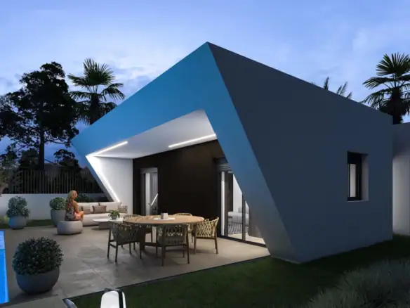 Luxe nieuwbouw golf villa met moderne architectuur in Monforte del Cid, met privézwembad en ruime bu.