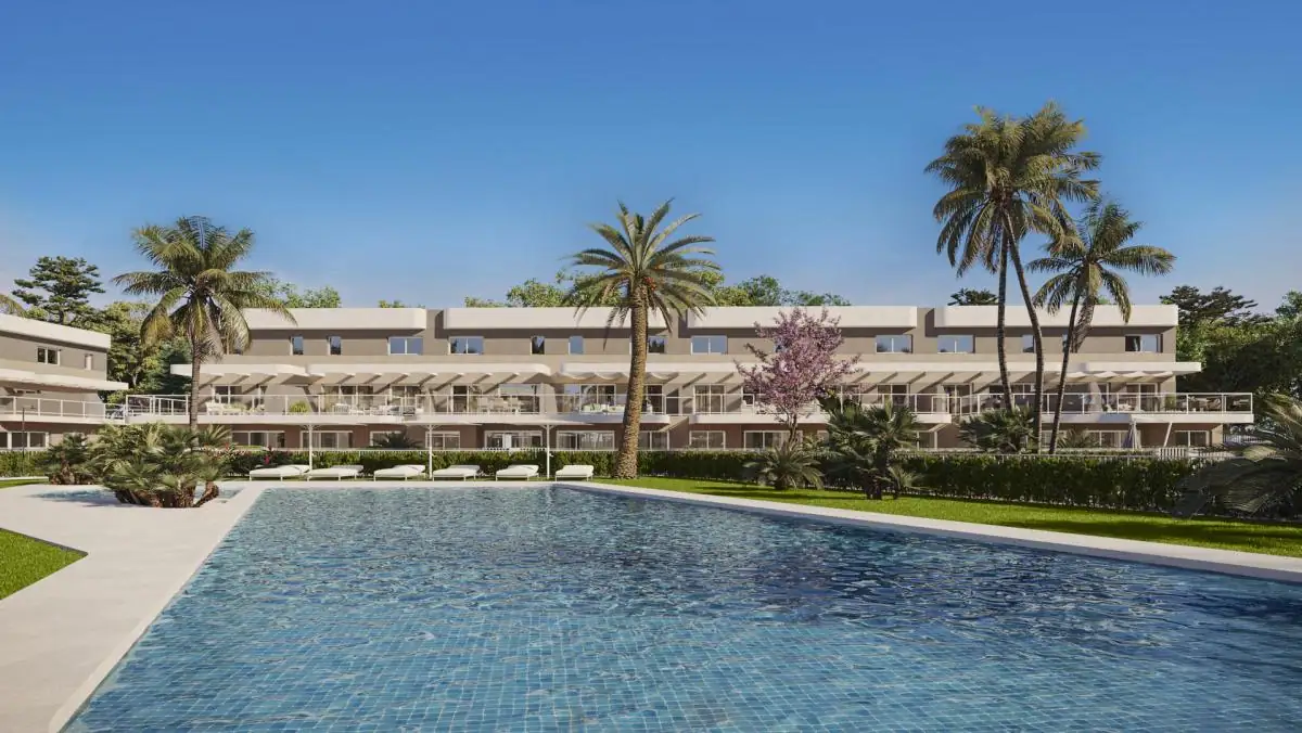 Exclusieve appartementen met uitzicht op het zwembad en de tuin.