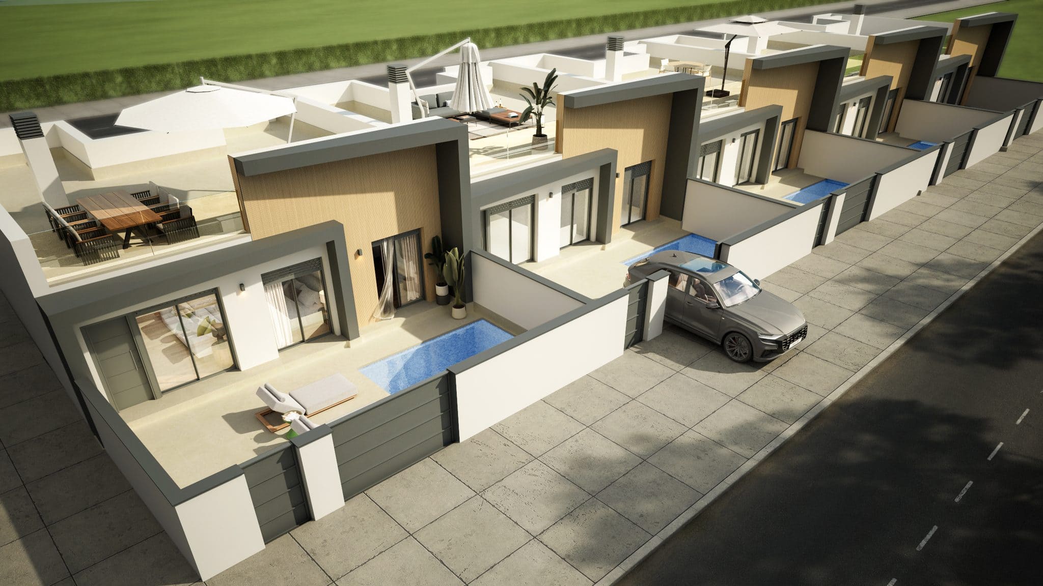 Gelijkvloerse villa in Avileses met privézwembad en tuin, ideaal voor comfortabel wonen.