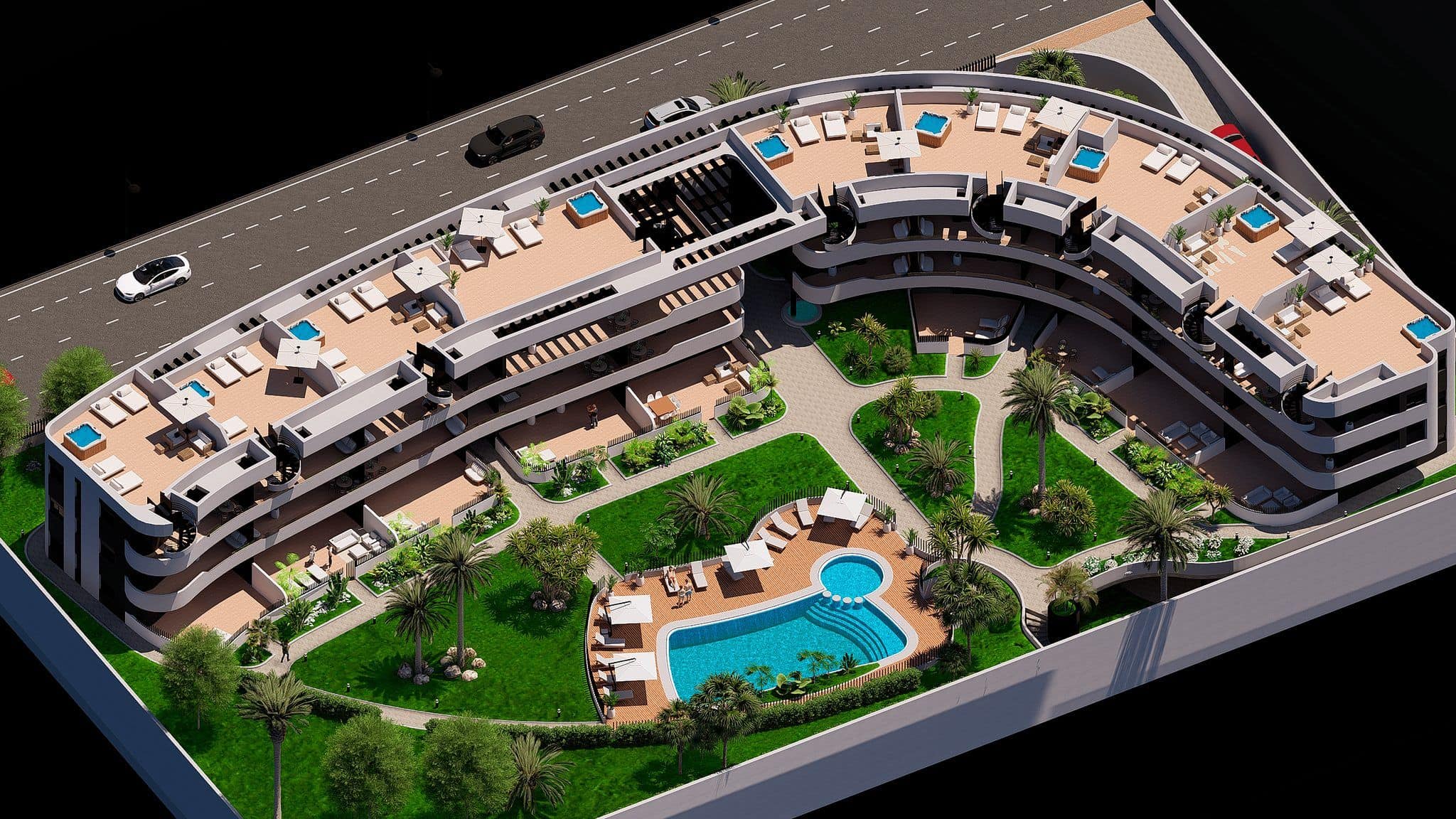 Moderne appartementen met uitzicht op de golfbaan en zwembad in Los Alcázares.
