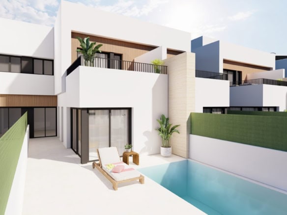 Moderne villa met privézwembad en terras in Santiago de la Ribera.