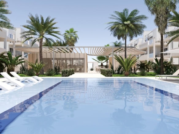 Appartementen in San Cayetano met zwembad en tropische tuin.
