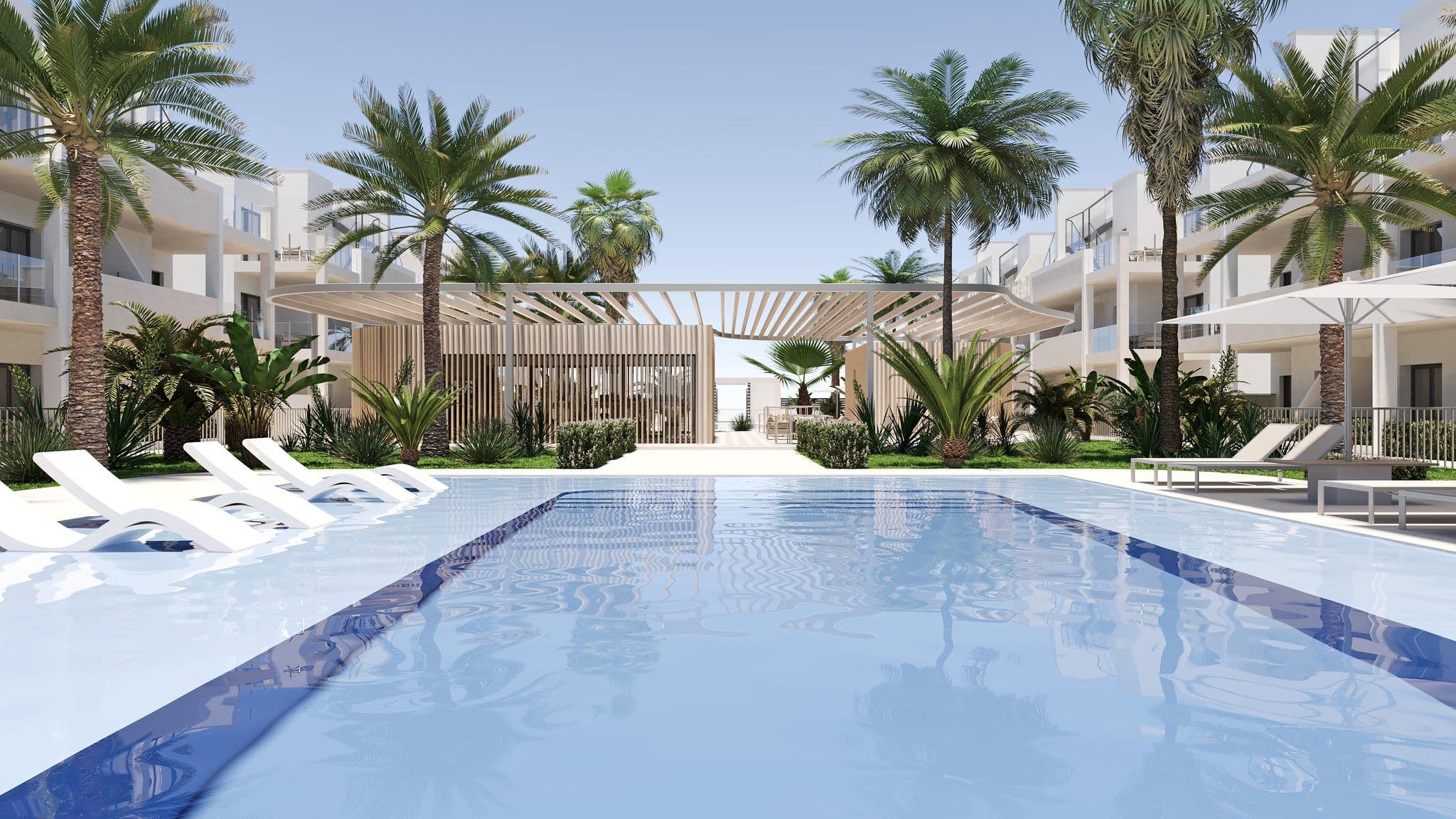 Appartementen in San Cayetano met zwembad en tropische tuin.