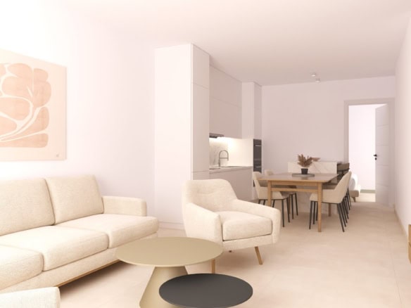 Appartement in San Cayetano met lichte inrichting en open woonkamer.