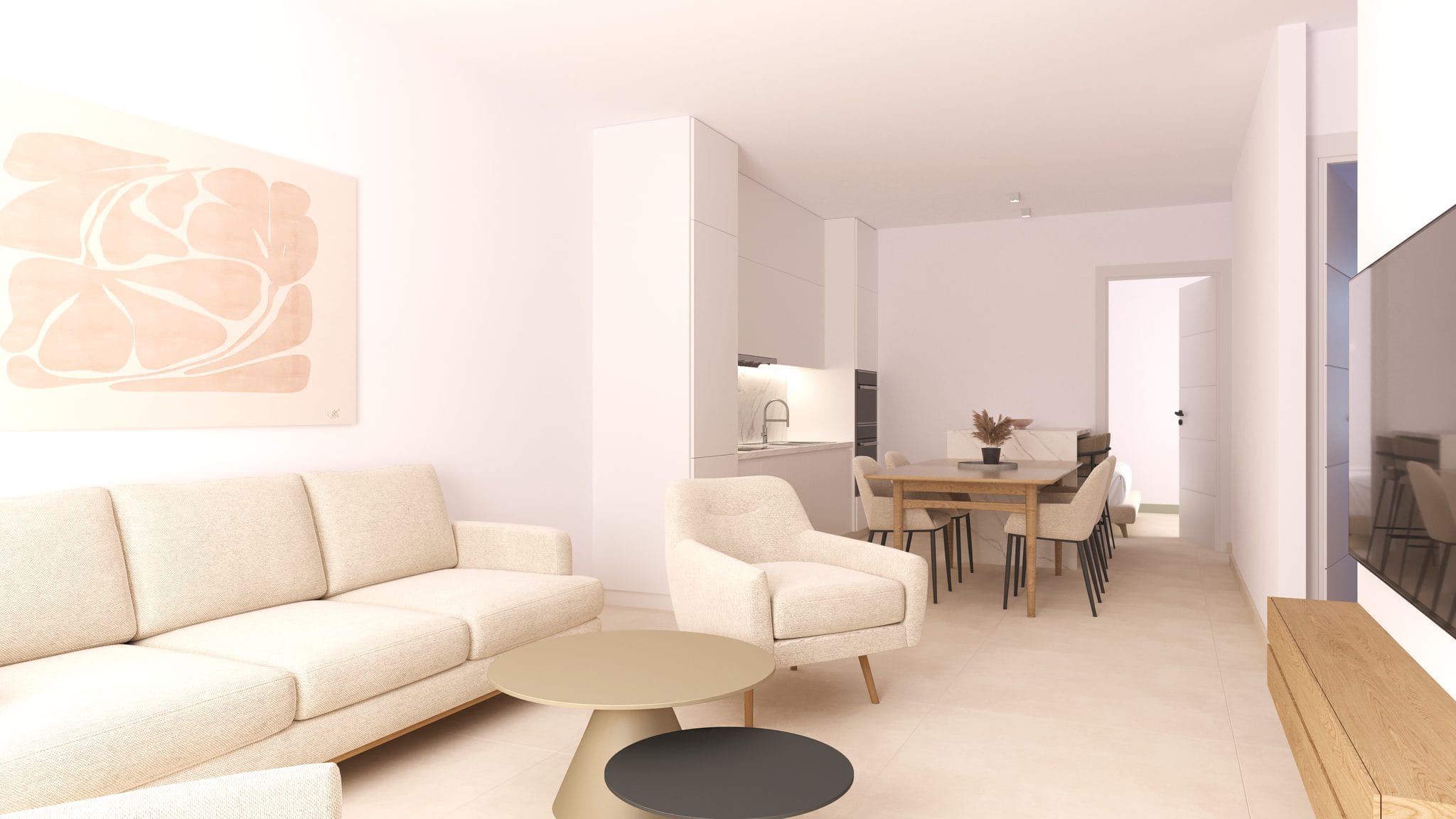 Appartement in San Cayetano met lichte inrichting en open woonkamer.