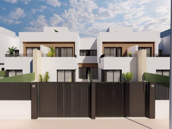 Moderne villa in San Blas met tuin en privéterras, ruime woonkamer en grote ramen.