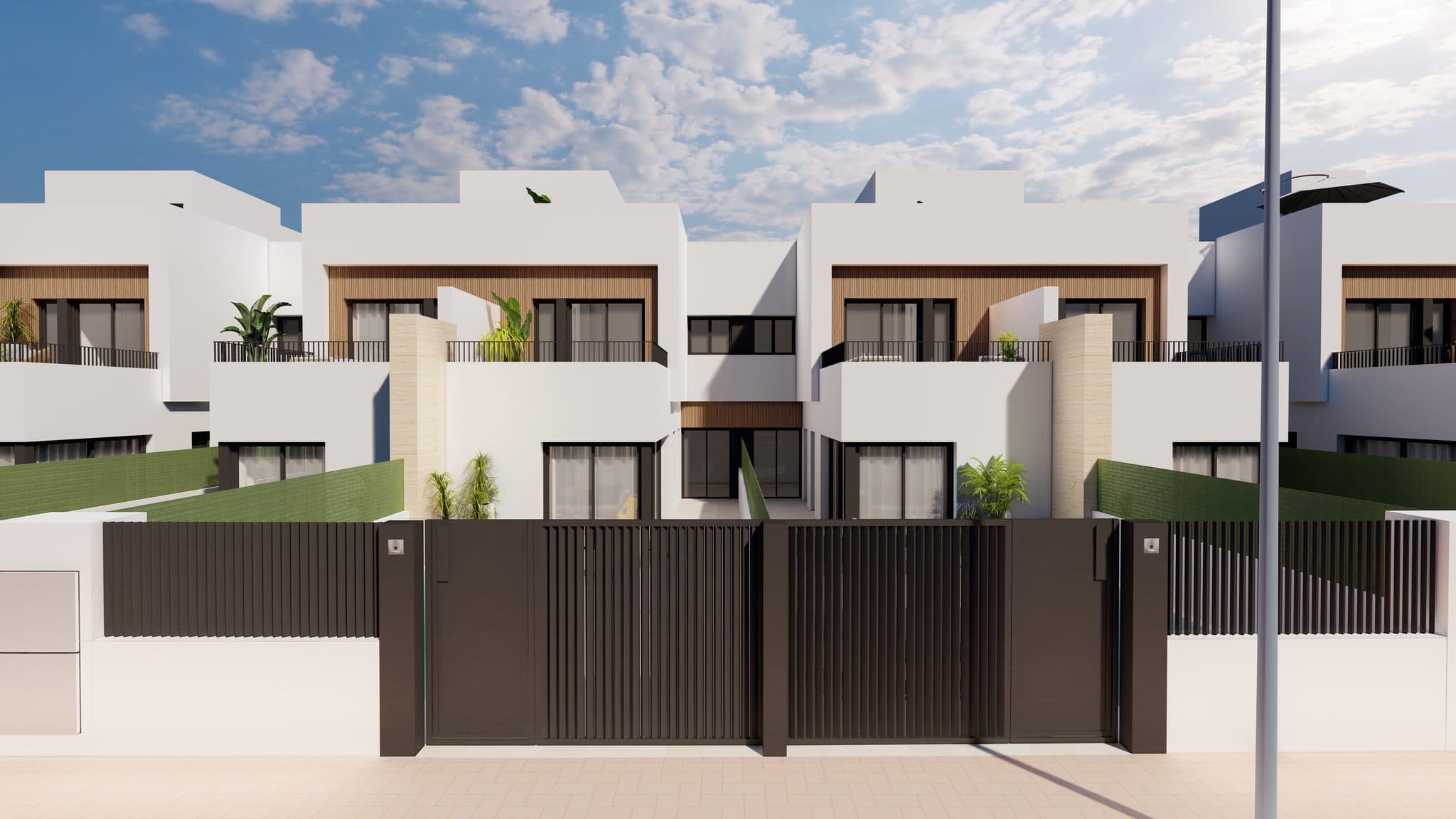 Moderne villa in San Blas met tuin en privéterras, ruime woonkamer en grote ramen.
