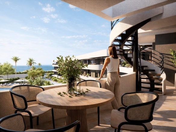 Appartement op Serena Golf met uitzicht op de tuin en de zee.