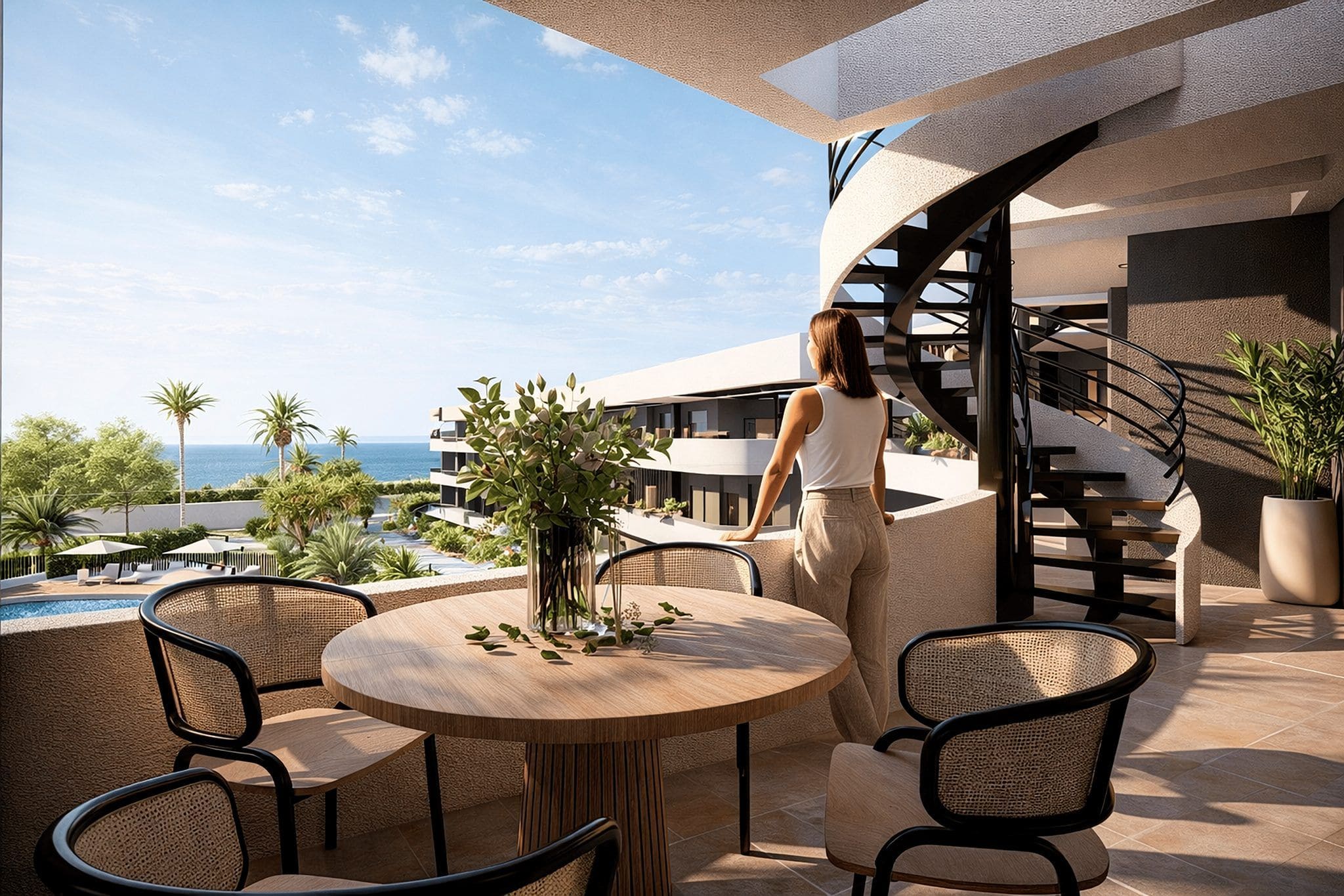 Appartement op Serena Golf met uitzicht op de tuin en de zee.