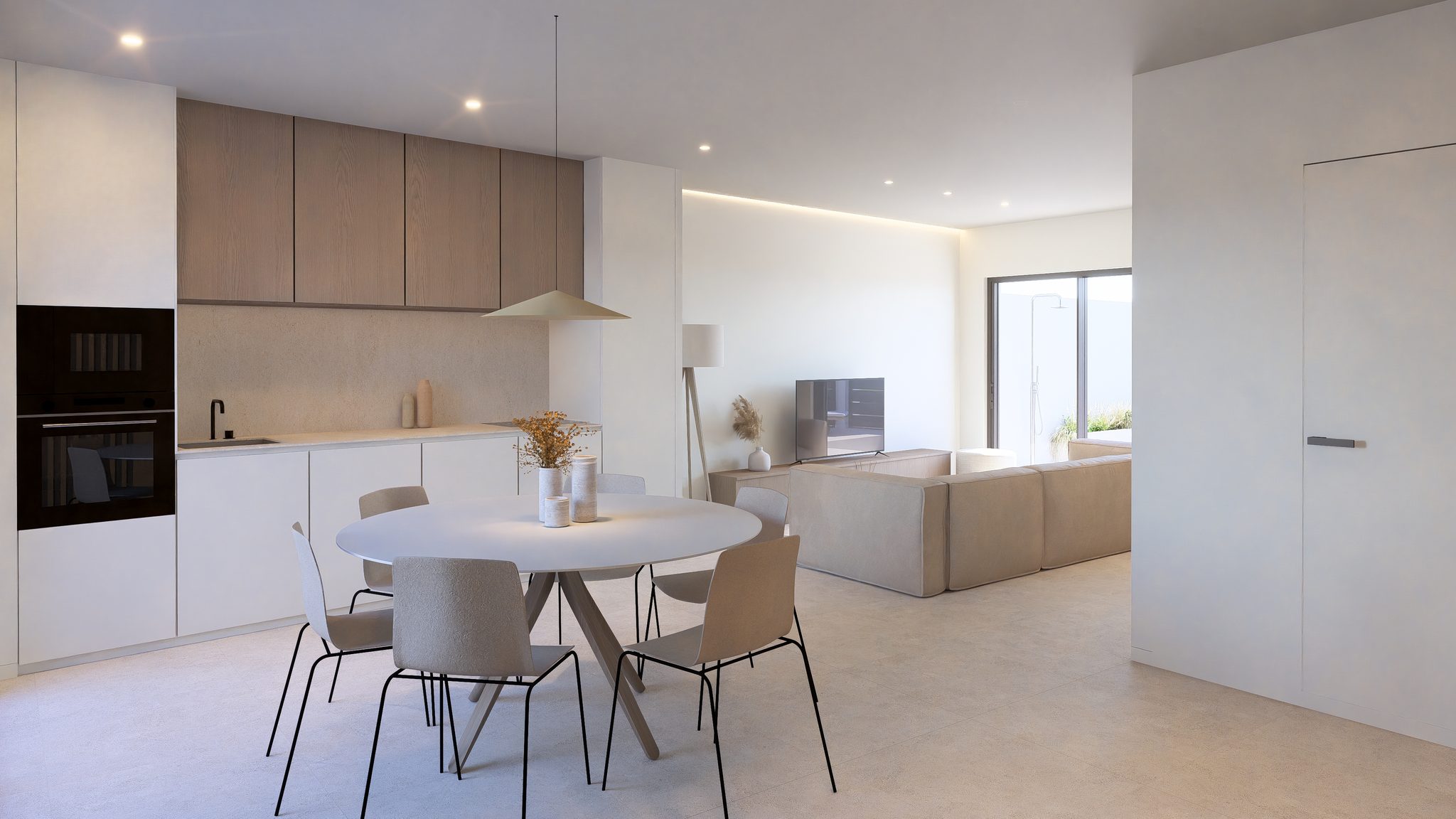 Moderne nieuwbouwvilla in Roldán met open keuken en ruime woonkamer.