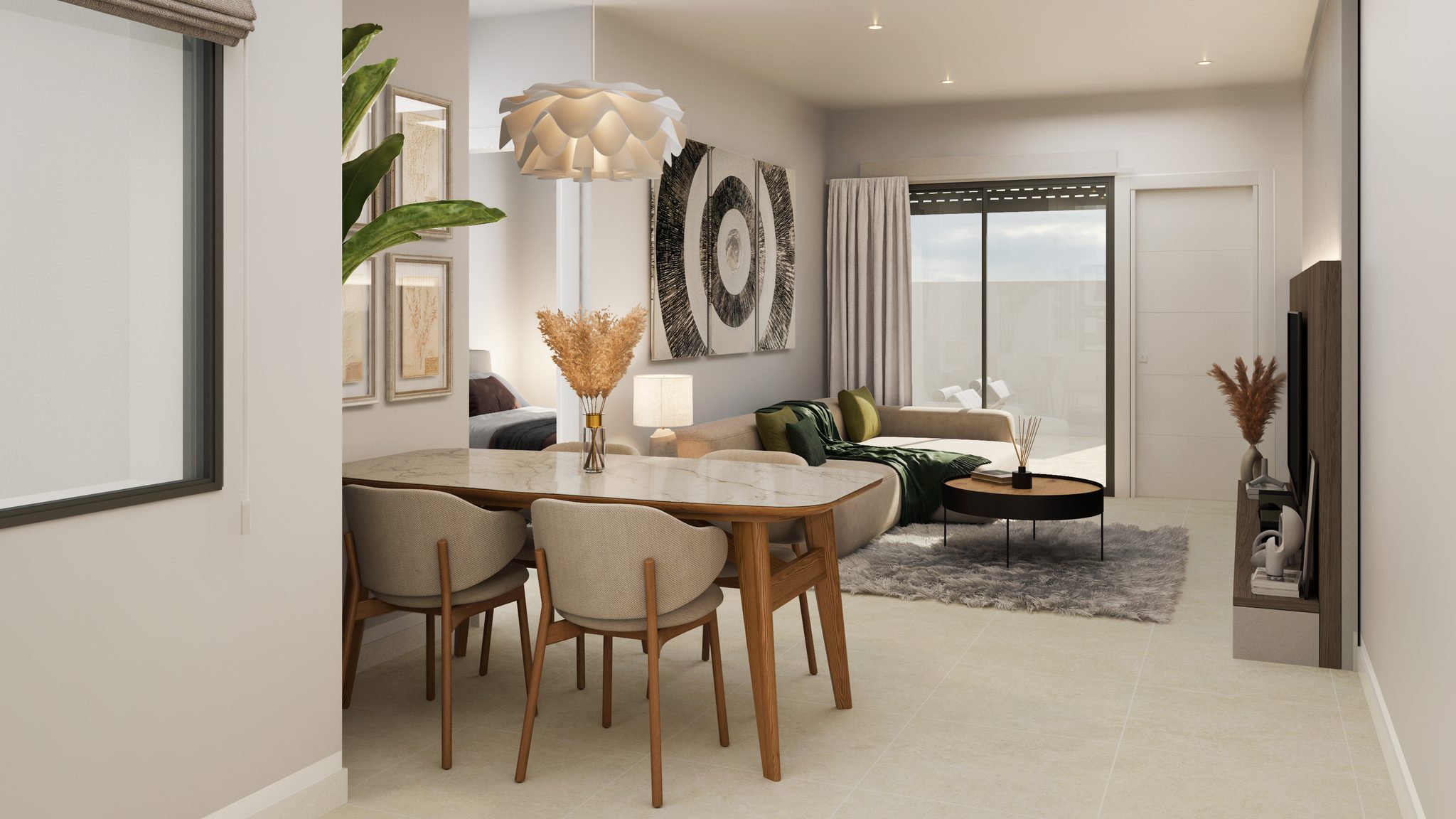 Ruime gelijkvloerse villa in Avileses met lichte woonkamer en moderne inrichting.