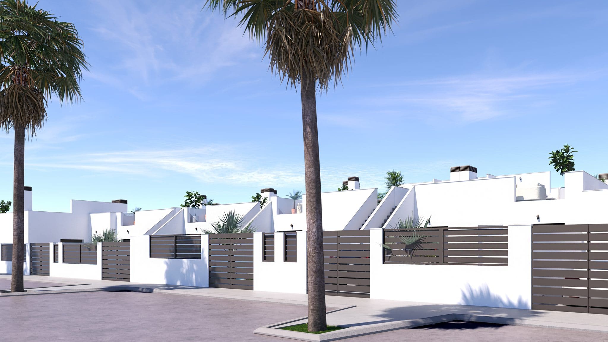 Villa Roldán met moderne architectuur en omheinde tuin in Murcia.