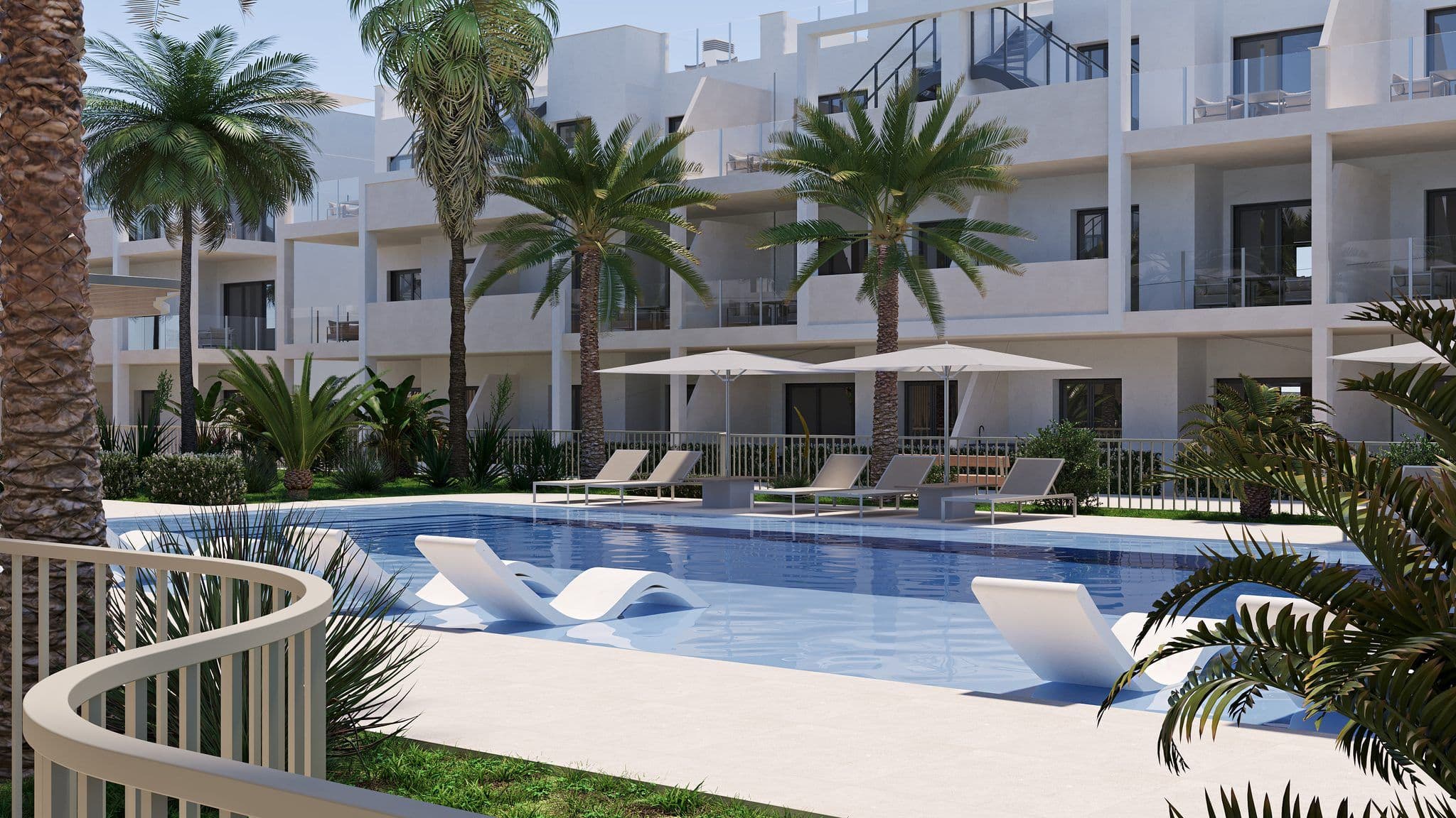 Appartementen in San Cayetano met zwembad en tropische tuin.