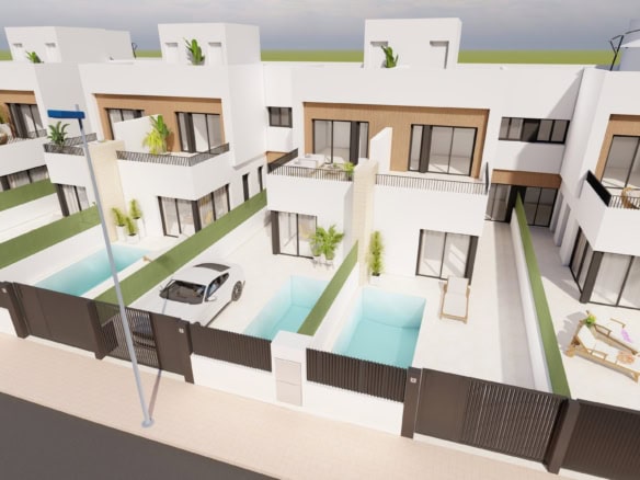 Moderne villa met privézwembad en tuin in San Blas, Santiago de la Ribera.