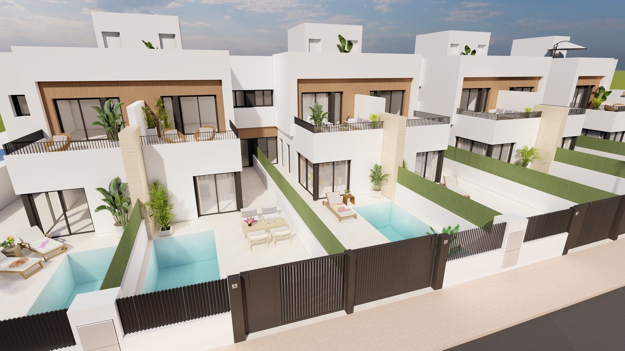 Luxe moderne villa met privézwembad en tuin in Santiago de la Ribera. Perfect voor comfortabel wonen.