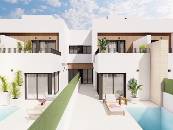 Moderne villa met privézwembad en terras in Santiago de la Ribera.