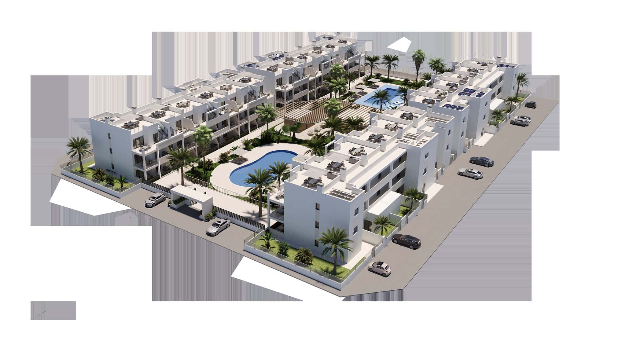 Nieuw appartementencomplex met zwembad en tuin in San Cayetano.