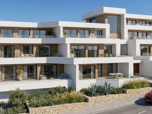 Moderne woning met uitzicht en ruime terrassen in Cumbre del Sol.