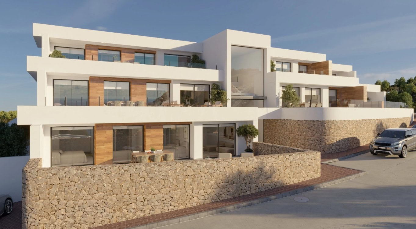 Moderne woning met uitzicht en terrassen in Cumbre del Sol.