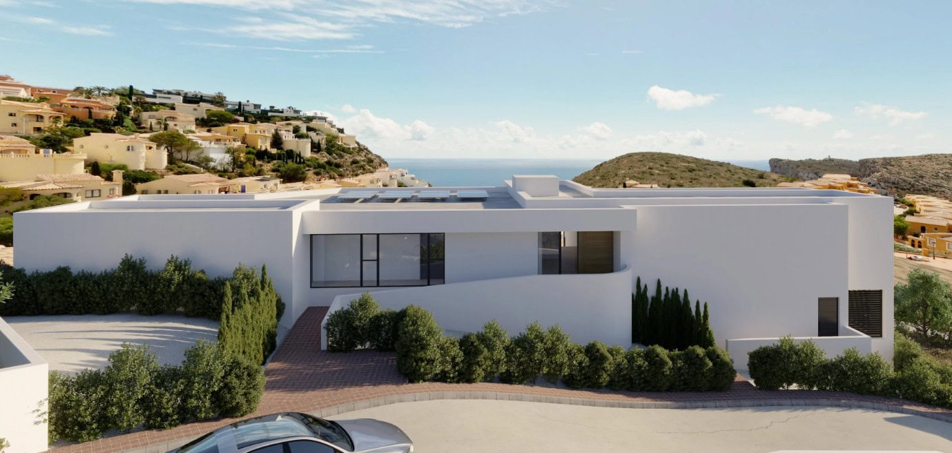 Moderne villa met uitzicht op de zee en de omgeving in Cumbre del Sol.
