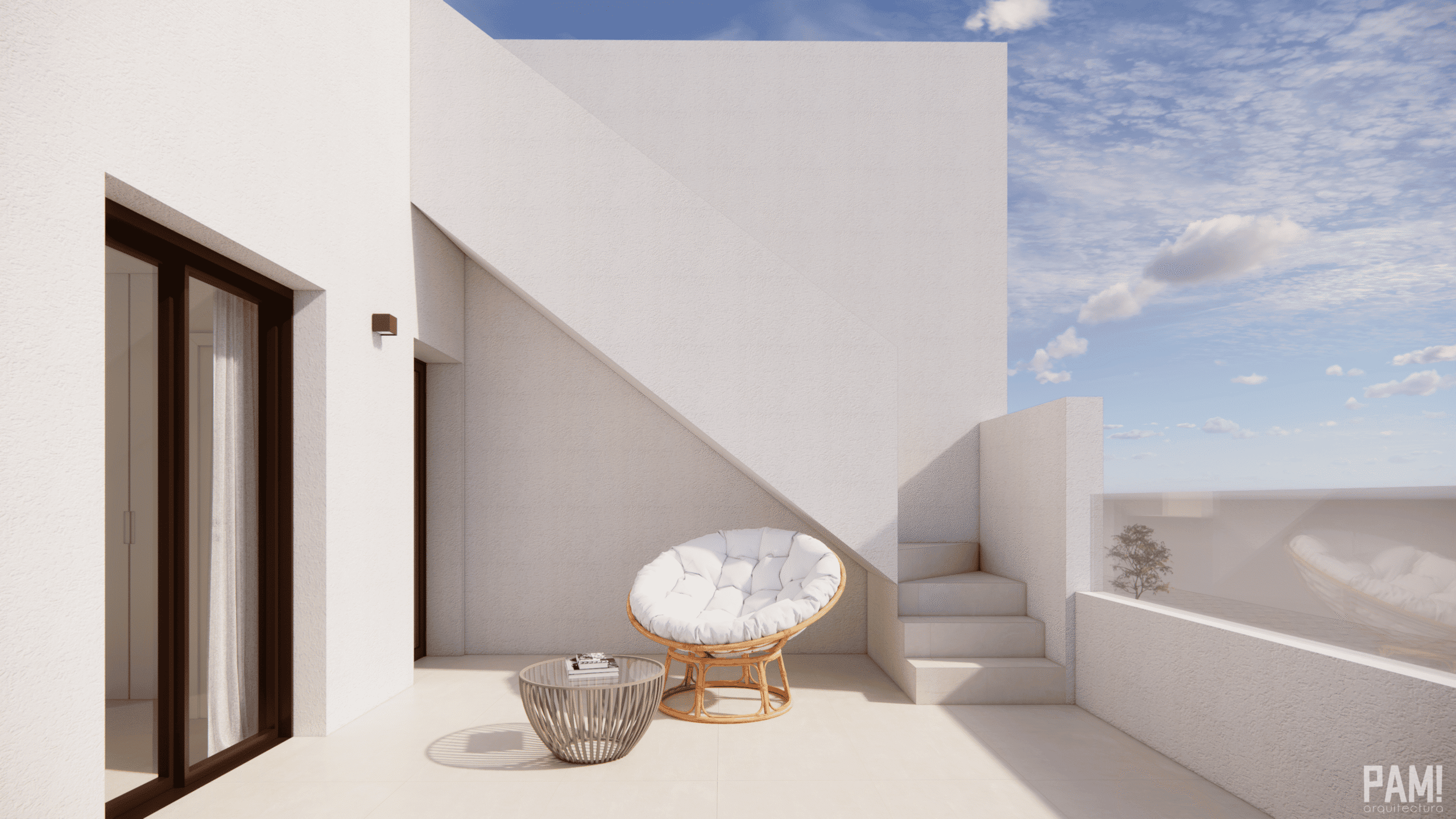 Modern dakterras met zitje en uitzicht in Pilar de la Horadada.