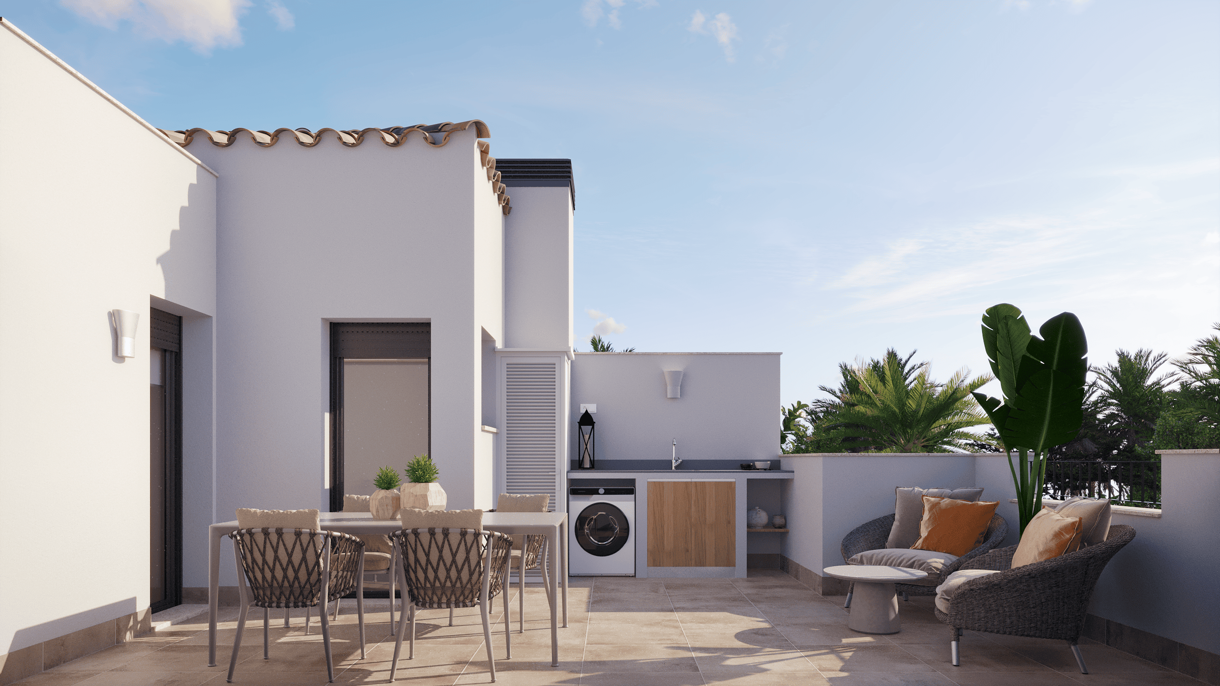 Heerlijk wonen in Santa Rosalia Ruime buitenruimte met zithoek en eettafel in Santa Rosalia.