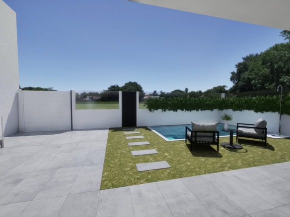 Moderne villa met privézwembad en tuin, perfect voor ontspanning en luxe wonen.