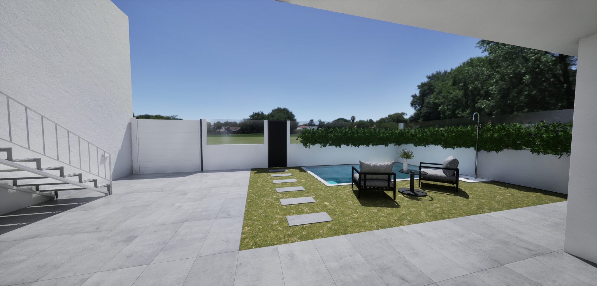 Moderne villa met privézwembad en tuin, perfect voor ontspanning en luxe wonen.