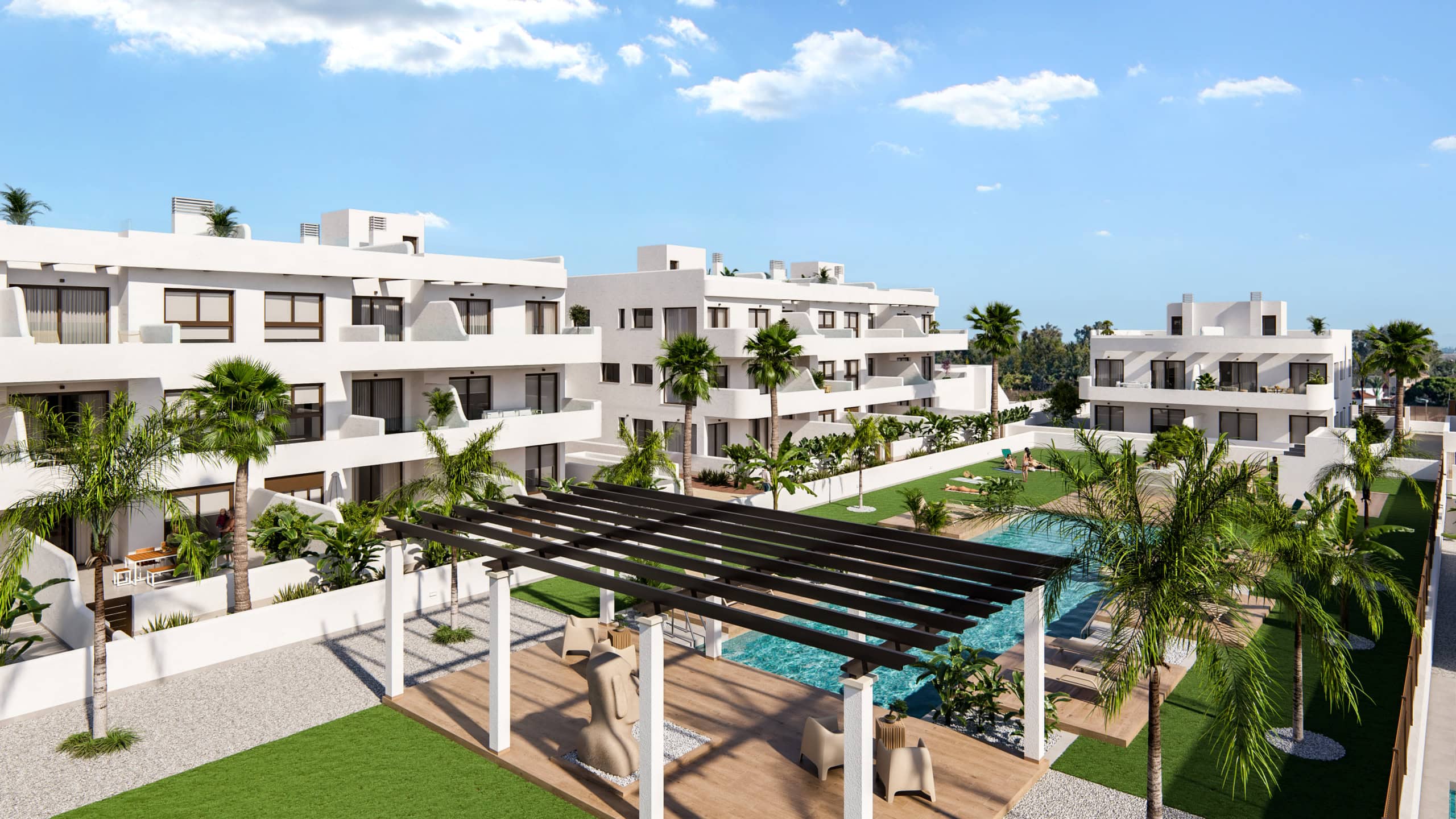 Luxe appartement met terras in Los Alcázares Moderne appartementen met terras en zwembad in Los Alcázares, nabij de kust.