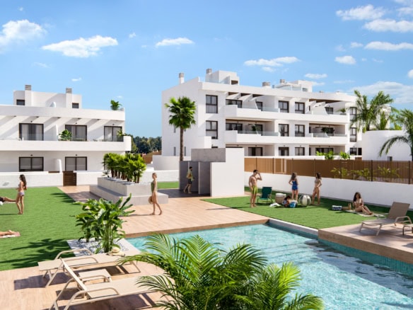 Moderne appartementen met terras en zwembad in Los Alcázares.
