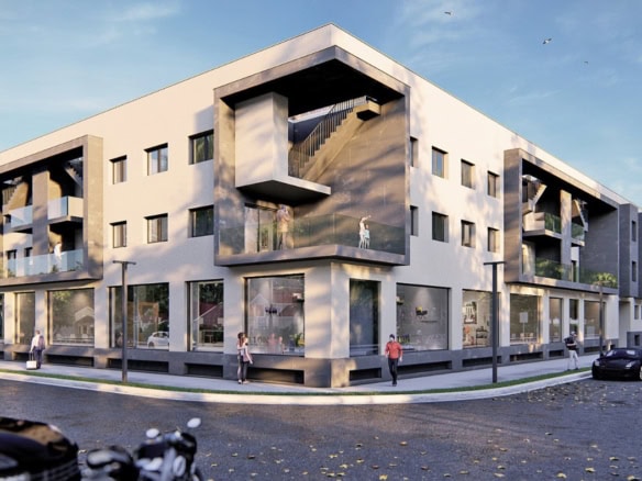 Appartementen in Torre Pacheco, modern complex met ruime balkons en grote ramen.