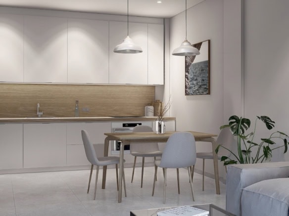 Moderne appartement in Torre Pacheco met open keuken en lichte woonkamer.